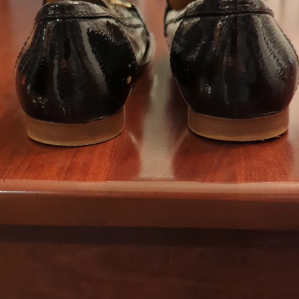 Franco Sarto Persephone black patent flats, size 8